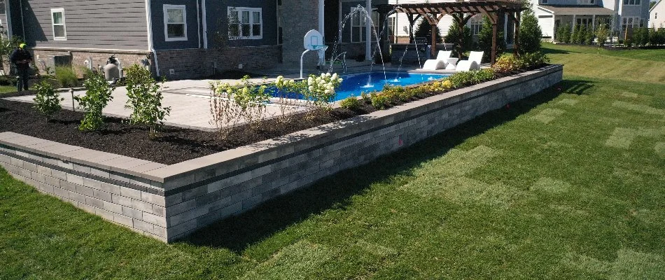 Retaining wall for a pool in Carmel, IN.